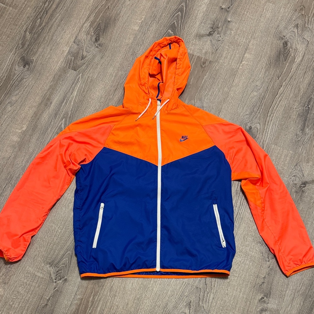Nike Track Wind BreakerBright Orange and Deep Blue Jacket - Large L